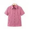 Camisa 100% Algodão da Vovó, Cardigã com Gola Estilo Mãe, Blusa Solta e Estilosa para Mulheres Idosas, Camisa Elegante Emagrecedora