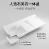 Gabinete de Lavandería para Balcón de Aluminio Espacial Combinación de Aleación de Aluminio Esquina Cortada con Piedra de Cuarzo Integrada con Tabla de Lavar Compañero de Lavadora de Tambor