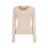 Camiseta interior de forro polar gruesa de una pieza, suéter de punto ajustado de manga larga con cuello redondo, top casual adelgazante para mujer