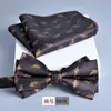 Gravata Borboleta, Lenço Quadrado de Flores, Terno de 2 Peças, Jacquard Novo Estilo, Roupa Formal Masculina, Moda, Casual, Negócios, Executivo, Noivo, Casamento