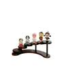 Soporte de Exhibición de Figuras, Estante de Almacenamiento de Escritorio Estilo Escalera de Madera Maciza, Soporte para Montaje de Fotos y Escenarios, Plataforma de Exhibición Integral