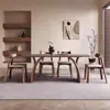 Mesa de Jantar em Ardósia para Apartamento Pequeno em Casa Estilo Retro Francês Madeira Maciça 2025 Novo Estilo Meio do Século Mesa de Jantar Retangular Elegante e Cadeiras