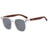 2025 Nuevas Gafas de Sol Marrones Coreanas para Mujer Retro Patilla con Textura de Madera Marco Cuadrado Gafas para Cara Redonda Gafas de Sol de Moda con Protección Solar