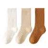 Nuevos Calcetines Gruesos de Felpa Forrados Cálidos de Media Pantorrilla para Niños Mayores, Calcetines Casuales Versátiles Absorbentes de Sudor para Niños y Niñas, Calcetines Lisos de Clase A