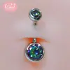 Aleación de Titanio G23 Uña del Ombligo con Rosca Interna F136 Doble Punta de Diamante de Circonio Uña del Ombligo de Colores Piercing del Ombligo Venta al por Mayor