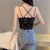 Camisola de encaje con hermoso diseño en la espalda para mujer, pura y sexy, adecuada para usar como prenda exterior o interior, con copas incorporadas, talla grande, fina y transpirable para el verano
