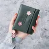 Billetera Corta Explosiva para Mujer, Delgada, Plegable en Tres, Multifunción, Pequeña, Corazón de Niña, Moda, Mini Billetera, Portatarjetas Uno