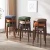 Banqueta de Madeira Maciça Doméstica Espessada Empilhável Economizadora de Espaço Banqueta Alta Banqueta de Jantar Durável Saco Macio Banqueta Quadrada