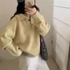 Atuendo súper atractivo estilo coreano suéter de cuello cuadrado para mujer 2026 nuevo otoño invierno tejido grueso top corto tipo jersey