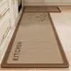 Tapete de piso de cocina tejido de lino estilo wabi-sabi, uso doméstico, absorbente de agua y aceite, antideslizante, tira larga, secado rápido, fácil de mantener