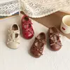 Muyu Manteng 2026 Primavera Novo Estilo Floresta Infantil Couro Macio Laço Duplo Meninas Sola Macia Sapatos de Princesa