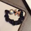 Diadema Minimalista de Perro con Perlas Negra Scrunchie Versátil Ins Alta Elasticidad Duradera Cola de Caballo Elegante Goma para el Cabello Banda Elástica