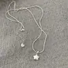 Collar de Cadena de Hueso de Serpiente Estrella de Cinco Puntas de la Suerte para Mujer Cadena de Cuello de Estrella Sonriente Linda Cadena para Clavícula Estilo Mori Pequeño Fresco Diseño de Nicho