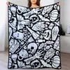 Coloração preto e branco, manta casual para casa, manta multiuso DIY, manta para rabiscar, manta para cochilo, atacado, arte linear pintada à mão, design criativo