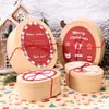 Caixa Oval de Papel Kraft de Natal 2025 Lembrancinha Biscoitos Doces Nougat Confeitaria Caixa de Embalagem para Presente
