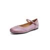 Mary Jane de Piel de Vacuno Lavada de Capa Superior de 4 Colores Primavera 2025 Suela Plana Punta Redonda Cuero Genuino Zapatos Calados para Mujer