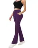 Pantalones de Yoga Levanta Glúteos, Pantalones Acampanados, Pantalones Casuales de Fitness para Mujer de Color Sólido Micro Acampanados, Pantalones de Pierna Ancha, Estilo Transfronterizo Europeo y Americano