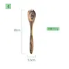 Cuchara de mezcla para ensaladas con mango largo de teca, espátula de madera antiadherente para sartén, cara sonriente, juego de 5+1 cucharas pala, alfombrilla de estante de madera