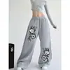 Pantalones deportivos holgados de pierna ancha estilo americano de moda urbana para mujer, marca de tendencia con estampado de letras bordadas, pantalones deportivos casuales de pierna recta que estilizan la figura.