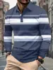 2026 Transfronteiriço Amazon Outono Camisa Polo Masculina Manga Longa Solta Listrada Casual