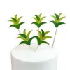 Tarjeta de Pastel de Hierba Verde Pastoral Hierba Verde Mori Planta Decoración de Pastel de Cumpleaños Enchufe Mesa de Postres Enchufe