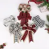 Tela de Lino Transfronteriza Cuadros Negros y Rojos Lazo Árbol de Navidad DIY Accesorios Hechos a Mano Colgante Decoración