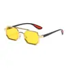 Óculos de Sol com Armação de Metal Lente Dupla Masculino Outdoor Anti-UV Moda Estilo Esportivo Haste Vermelha Óculos Aviador Ins