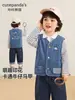 Ropa infantil Kaka Panda, chaleco de mezclilla para niños, cárdigan para niñas, atuendo de otoño para bebés, chaleco para bebés