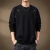 Sudadera de manga larga estilo americano de alta gama para hombre, corte holgado con diseño de paneles de color contrastante, nueva camiseta casual de cuello redondo para otoño