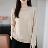 Suéter de Punto para Mujer 2026 Colección Otoño/Invierno Nueva, Prenda Premium, Cuello Redondo con Borde Enrollado, Manga Larga, Hueco, Color Sólido, Top Base