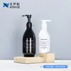Botella dispensadora de loción redonda transparente con hombros caídos 500 ml, botella de gel de ducha 300 ml, botella de champú