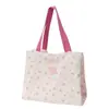 Bolsa de lona suave y linda estilo coreano con patrones en relieve, diseñada para niñas, con un diseño de doble capa y engrosado, gran capacidad y adecuada para la escuela y los desplazamientos.