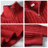 Suéter de punto de cuello alto con media cremallera estilo retro americano Old Money para hombre y mujer, suéter casual de color liso para otoño, para parejas