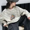 Sudadera para Niña 2026 Camiseta de Manga Larga Niños Medianos y Grandes Nuevo Top Rayado Infantil Elegante Cuello Redondo Capa Base Venta al por Mayor