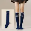 Calcetines de Rodilla para Mujer Transfronterizos Europeos y Americanos de Tres Rayas Estilo Cosplay Japonés con Piernas JK Piernas Delgadas Calcetines Largos de Caña Alta