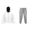 Nova Temporada Moletom com Capuz Duplo e Zíper DIY Liso Masculino Feminino Outono Inverno Conjunto de Calça de Moletom com Capuz e Zíper para Casal