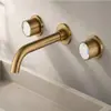 Grifo de cuerpo de cobre oculto transfronterizo, salida de agua caliente y fría preempotrada en la pared, grifo para lavabo empotrado