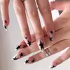 Unhas Postiças Y2K Pretas Longas em Formato de Amêndoa com Base Translúcida, Estilo Doce e Descolado, Adesivos de Unhas Postiças Removíveis, Atacado