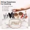Caja de Almacenamiento de Utensilios de Cocina de Bambú con Divisores Extraíbles para Cuchillos, Tenedores y Palillos, Caja de Almacenamiento de Utensilios de Cocina de Madera
