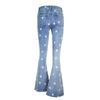 Jeans de Mujer Transfronterizos Europeos y Americanos Pantalones con Estampado de Estrellas Pantalones Acampanados Verano para Mujer