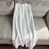 2026 Nuevo Lino Borde Crudo Elegante Casual Pantalones Rectos de Pierna Ancha Cintura Elástica Pantalones Largos Venta al por Mayor H21FK25478