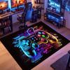 Alfombra con asa para consola de juegos TEMU transfronteriza, alfombra de sala de competición eléctrica 3D colorida, fácil de cuidar, manta antideslizante para la cama
