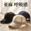 Gorra de Béisbol de Mezcla de Lino de Verano con Parte Superior Suave, Transpirable, Gorra Casual con Visera para Protección Solar para Hombres, Gorra con Visera para Deportes al Aire Libre