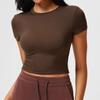 Ropa de Yoga de Manga Corta Kardashian Transfronteriza para Mujer, Camiseta Ajustada de Entrenamiento Físico de Verano, Top Corto Deportivo para Correr Chica Atrevida