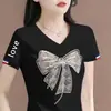Camiseta de manga corta con excedente de comercio exterior transfronterizo para madres de mediana edad, top de verano para mujer, holgado y adelgazante