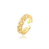Nuevo Anillo Retro Estilo Chino de Espiga de Trigo Cepillada para Mujer, Lujo Ligero, Diseño de Alta Gama, Moderno y Versátil, Anillo para Dedo Índice Abierto Incrustado con Diamantes