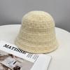 Sombrero de Cubo de Cachemira Tejido a Cuadros Cuadrados para Mujer Estilo Coreano Simple Recto Blanco Cálido Sombrero de Pescador