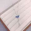 Colar Borboleta Esmaltada em Prata Pura 999, Corrente para Suéter Elegante e da Moda com Franja, Presente de Dia dos Namorados para Mulheres, Corrente para Clavícula