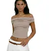 Verano Nuevo Cuadros Dulces Patchwork Cuadrado Francés Sexy Hombros Descubiertos Espalda Descubierta Estilo Chica Picante Camiseta sin Mangas Mayoreo