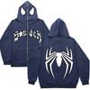 Otoño e Invierno Europeo y Americano Pantalones Tailandeses Sudadera Caliente con Cremallera de Cara Completa Top Retro Americano Sudadera con Capucha Chaqueta Estampada de Spider-Man para Hombre